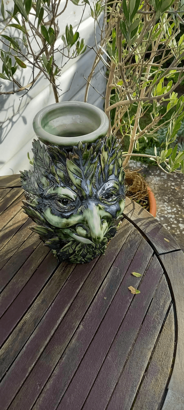 Green Man Vase